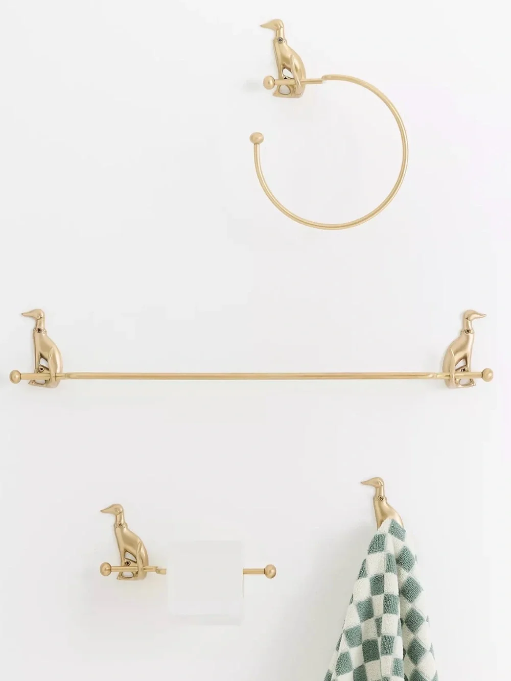 NEW Anthropologie Caine Dog Brass Toilet Paper Holder, Brushed Brass